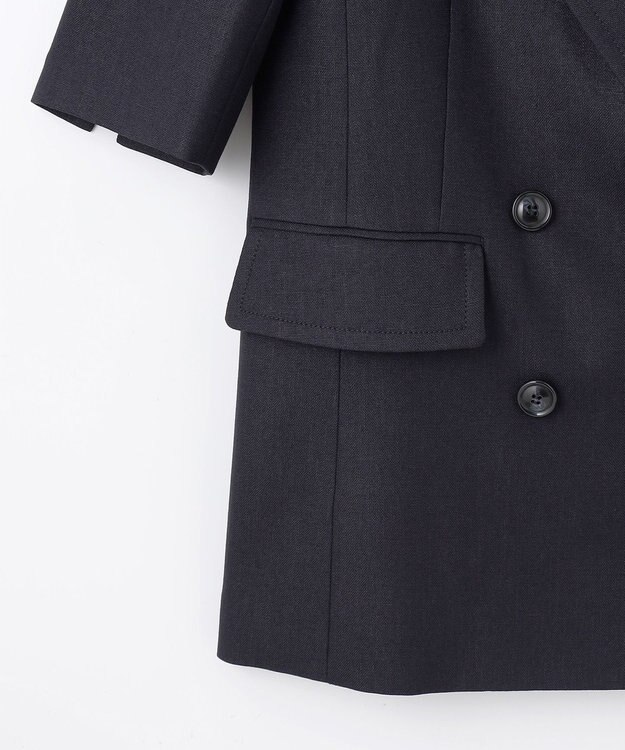 GRACE CONTINENTAL リネンタッチハーフスリーブジャケット ネイビー