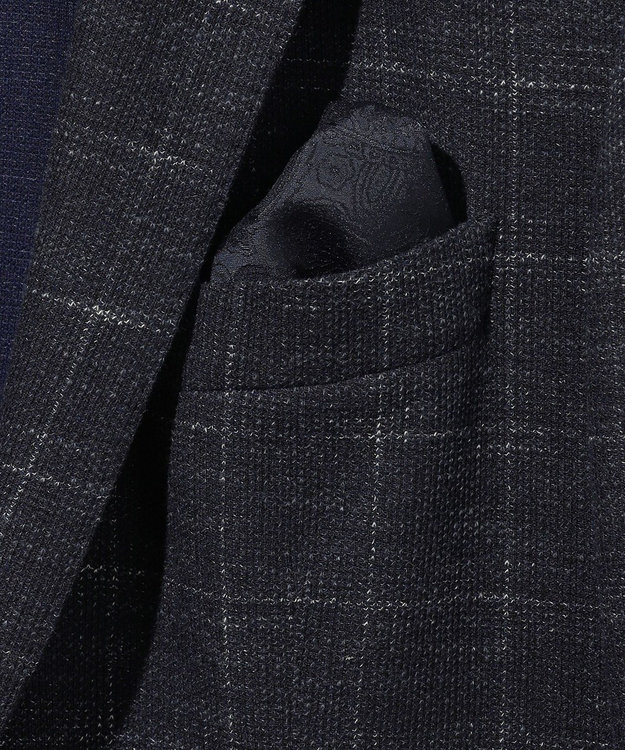 JOSEPH ABBOUD 【イタリア素材/軽量/ストレッチ】サマーツィードジャージーチェック プリント ジャケット ネイビー系4