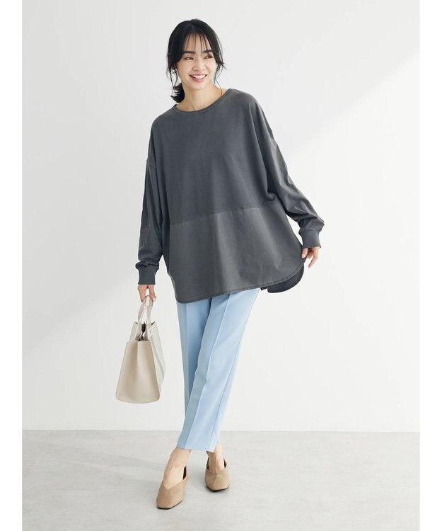 Green Parks ピグメントドッキングスリットデザインチュニック Gray