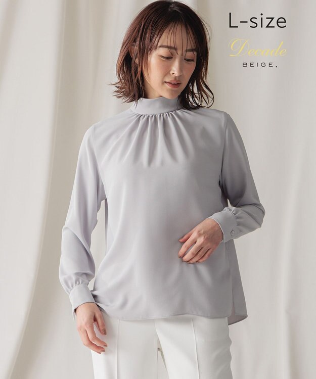 BEIGE， 【L-size】EVA / ハイネックロングスリーブブラウス Ice Blue