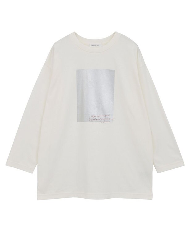 AMERICAN HOLIC ボックス箔プリントロングTシャツ Off White