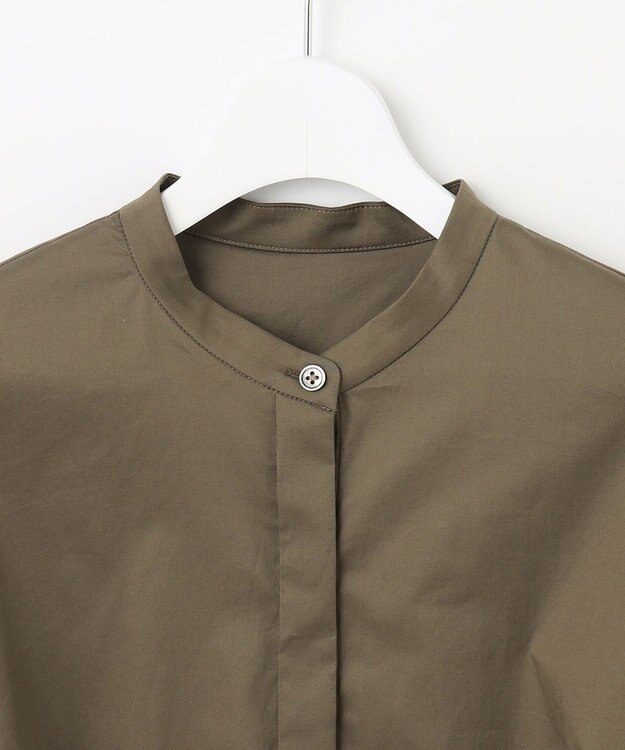 自由区 【洗える】裾刺繍エンブロイダリー ブラウス カーキ