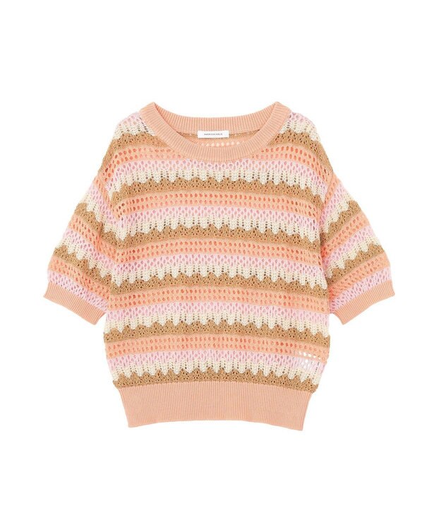 AMERICAN HOLIC マルチボーダー配色ニット Beige