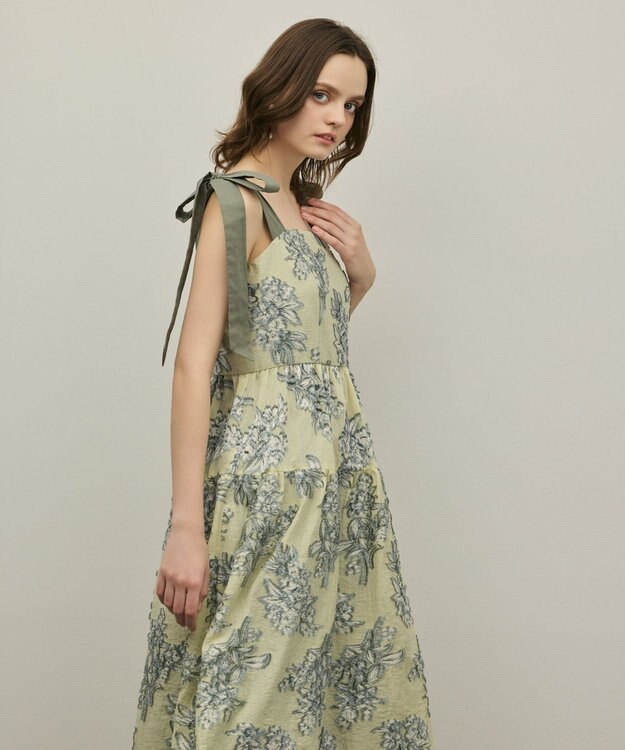 GRACE CONTINENTAL シアージャガードティアードワンピース イエロー