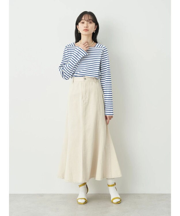 earth music&ecology デニムマーメイドスカート Ivory