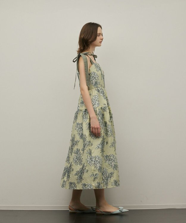 GRACE CONTINENTAL シアージャガードティアードワンピース イエロー