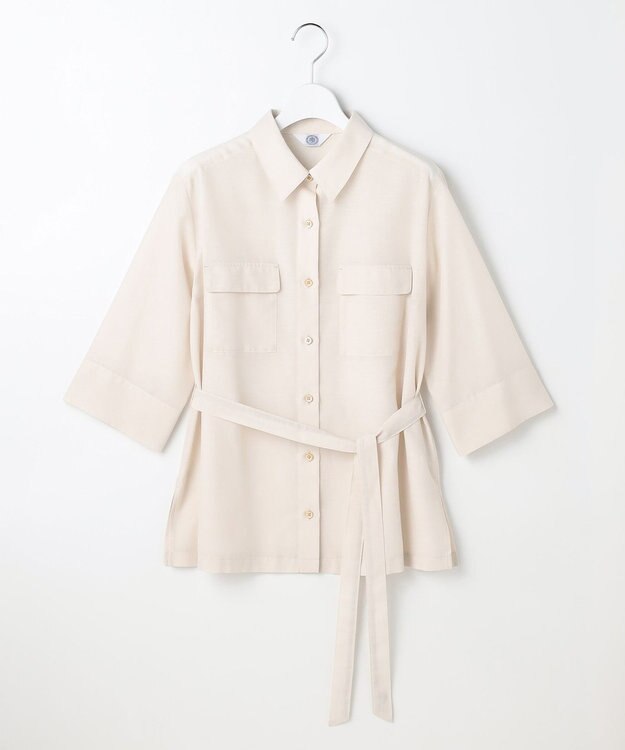 J.PRESS LADIES L リネンシアースラブ シャツ ブラウス ライトベージュ系