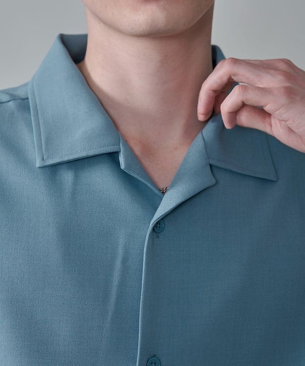 WEGO 【速乾/しわになりにくい/MLサイズ展開】ドライポリオープンカラーシャツ（SS） サックス