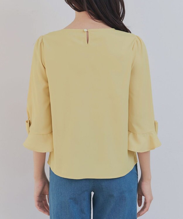 Tiaclasse 【洗える】リボンフレアスリーブブラウス イエロー