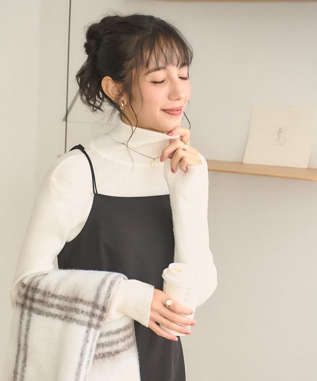 WEGO 【手洗い可】タートルネックニット ホワイト