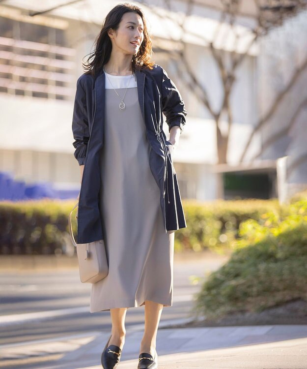 J.PRESS LADIES S 【洗える・UVカット・接触冷感】ストレッチバックサテン キャミワンピース モカ系