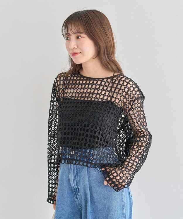 Green Parks ・ＳＵＧＡＲ　ＳＰＯＯＮ　２ｗａｙフラワーメッシュカーデ Black