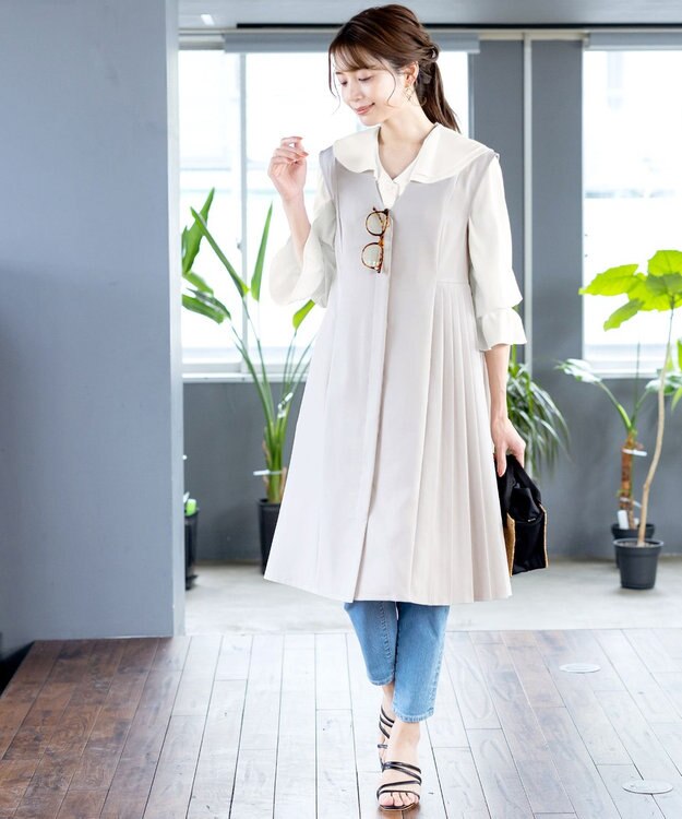 Tiaclasse 【洗える】フレアカラーブラウス オフホワイト