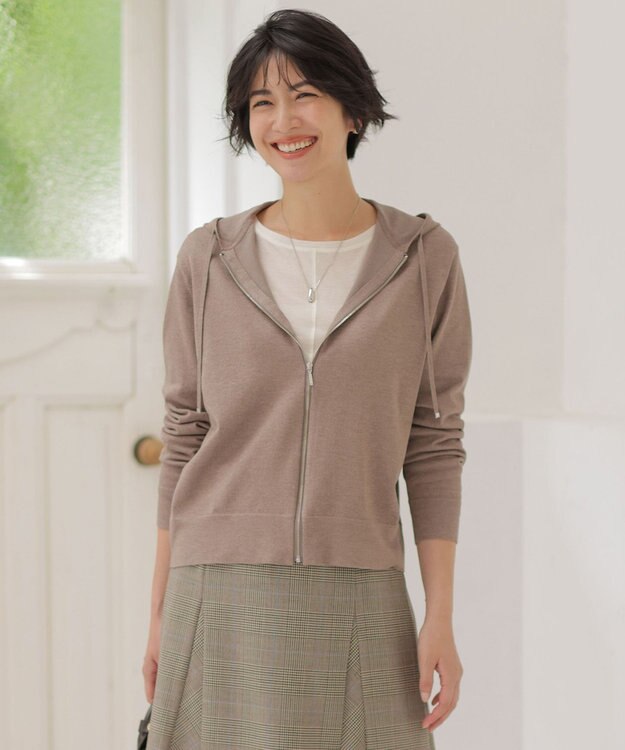 J.PRESS LADIES Vis/Peスパーク ニット パーカー モカ系