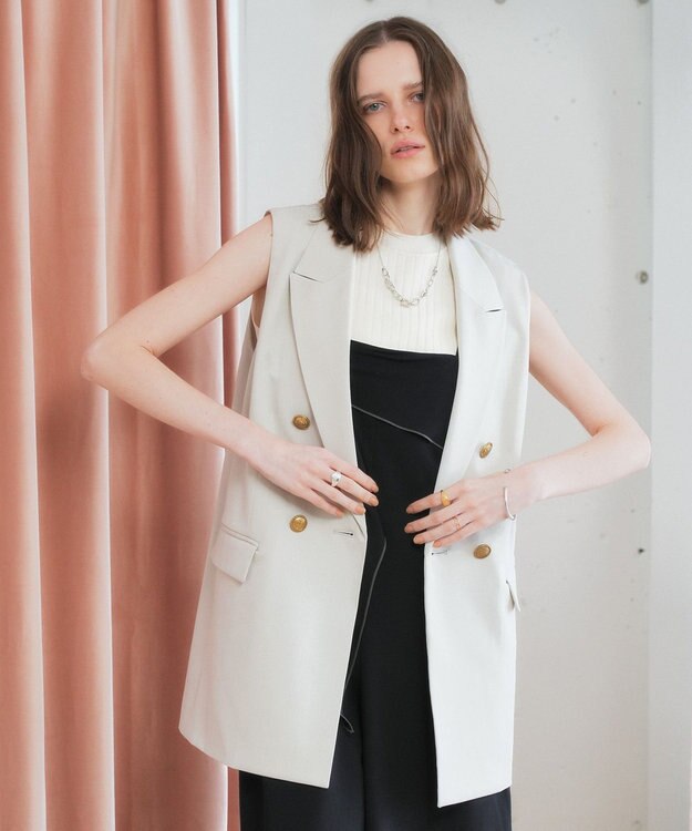 YECCA VECCA ドライタッチ金釦テーラードジレ Light Beige