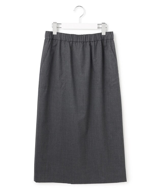 ICB 【洗える】T/Wブロード ナロースカート チャコール系