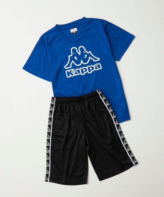 OP／FILA 【Kappa】セットアップ　ブランドロゴ入りトップス＋ショートパンツ ブルー