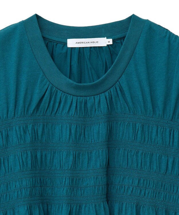 AMERICAN HOLIC シャーリング半袖フレアプルオーバー Green
