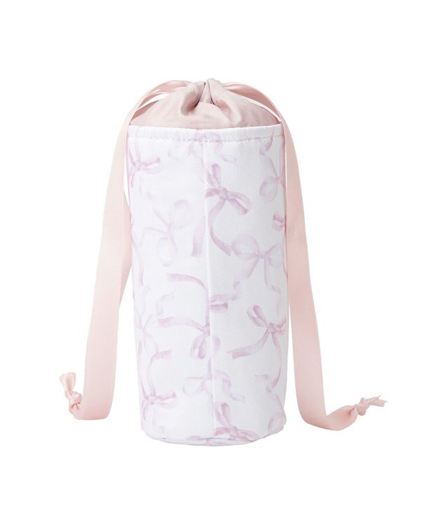 Maison de FLEUR 【保冷機能付き】リボン柄巾着ボトルケース Pink