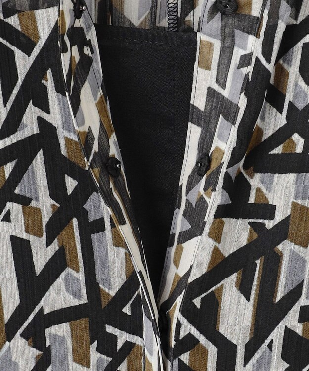 23区 L 【洗える】Ratti アブストラクトプリント ワンピース ブラックプリント