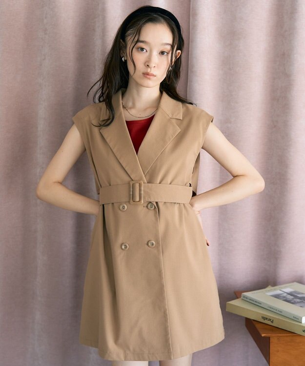earth music&ecology ショートジレンチ Beige