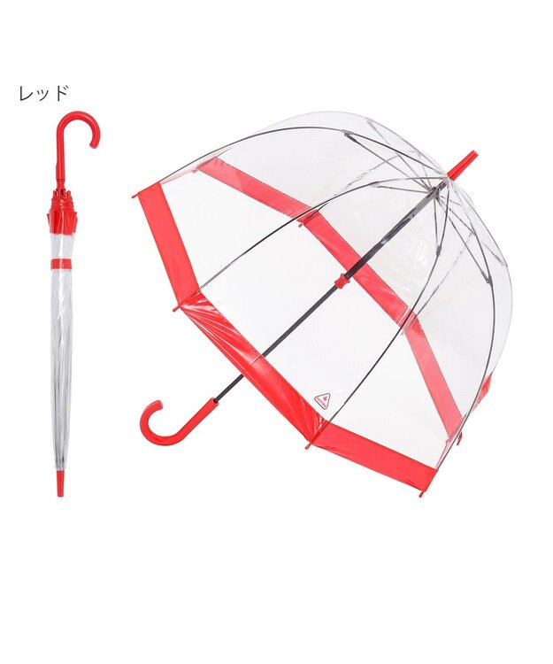 MOONBAT 【雑誌掲載／non・no】フルトン (FULTON) Birdcage ワンポイントロゴ 長傘 透明傘 レッド