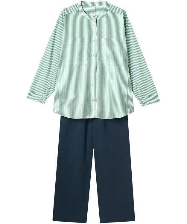 ワコール／睡眠科学 パジャマ 長袖 長ズボン 綿混(本体) ここちよく眠れる 寝返りしやすい レディース YDX509 睡眠科学／ワコール グリーン