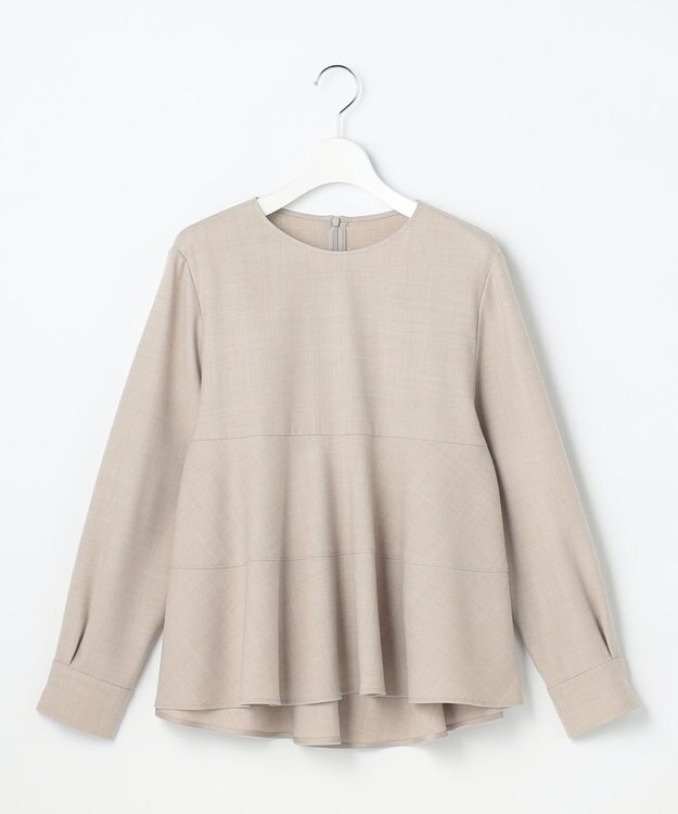 自由区 L 【SHIHOさん着用】ソフトウールブレンドペプラム ブラウス ベージュ