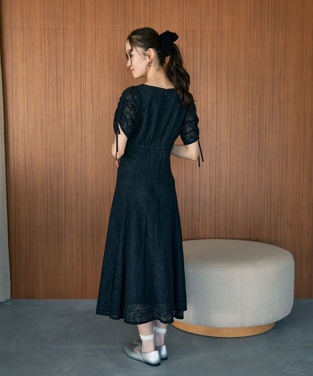 earth music&ecology パネル切り替えレースワンピース Black