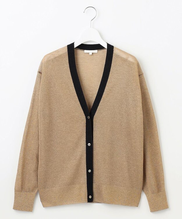自由区 【アンサンブル対応・洗える】ラメシアー カーディガン ブロンズ×ブラック