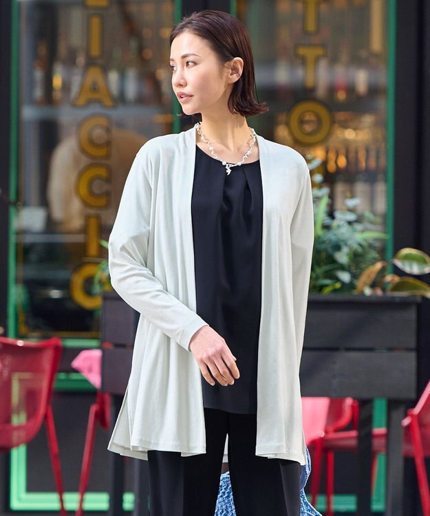 自由区 【好評につき新色追加・接触冷感・UVカット・洗える・XSサイズあり】ハンディカーディガン ロング丈 黄緑系