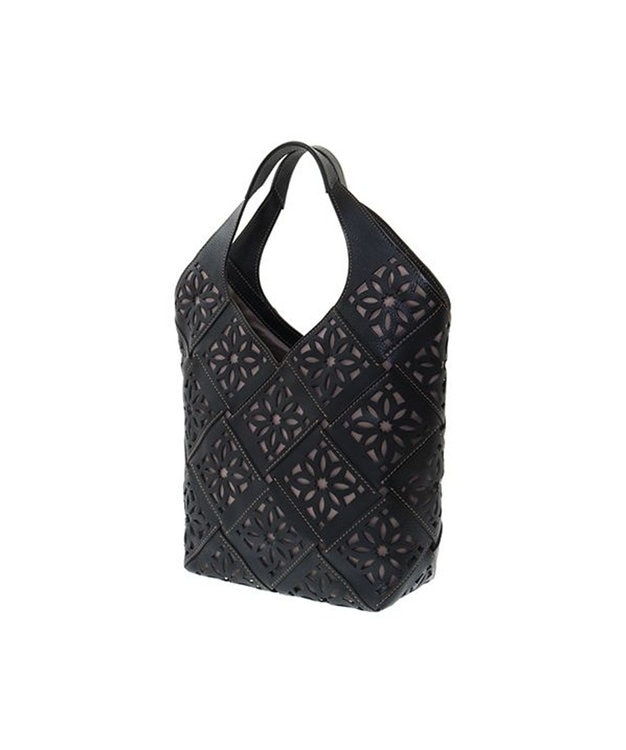 genten サステナブルカットワーク トートバッグ（大） クロ