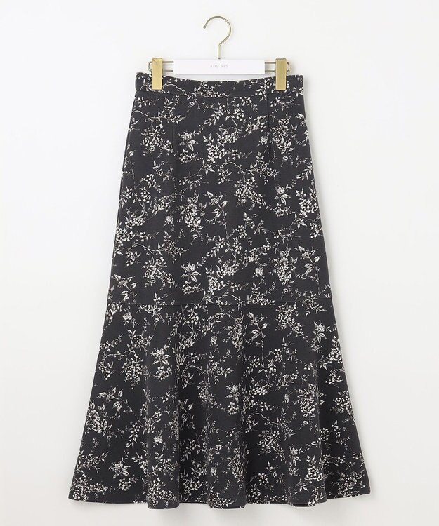 ANY SIS 【洗える】フラワープリントペプラム スカート スレート系