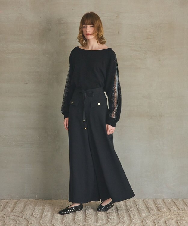 GRACE CONTINENTAL レーススリーブトップ ブラック