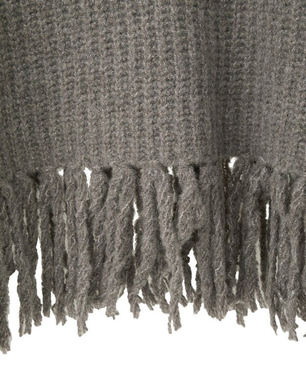 AMERICAN HOLIC 裾フリンジニットショートベスト Gray Beige