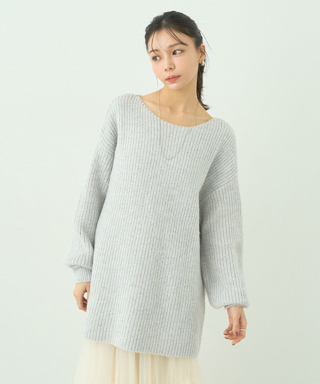 earth music&ecology カラーネップスパンコールニットチュニック Gray Mixture