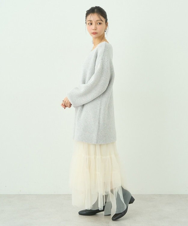 earth music&ecology カラーネップスパンコールニットチュニック Gray Mixture