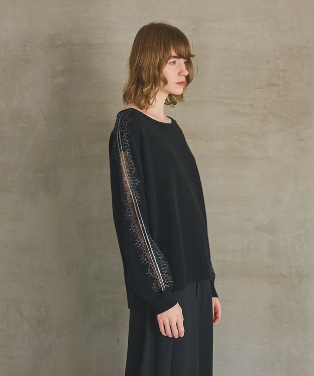 GRACE CONTINENTAL レーススリーブトップ ブラック