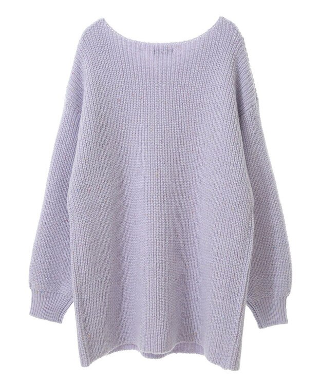 earth music&ecology カラーネップスパンコールニットチュニック Lavender