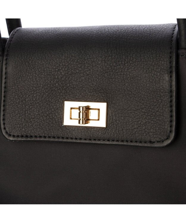 UNBILLION 『VERY』バイヤー大和美帆さんコラボ　ペルケ perche / 牛革フラップナイロントートバッグ ブラック