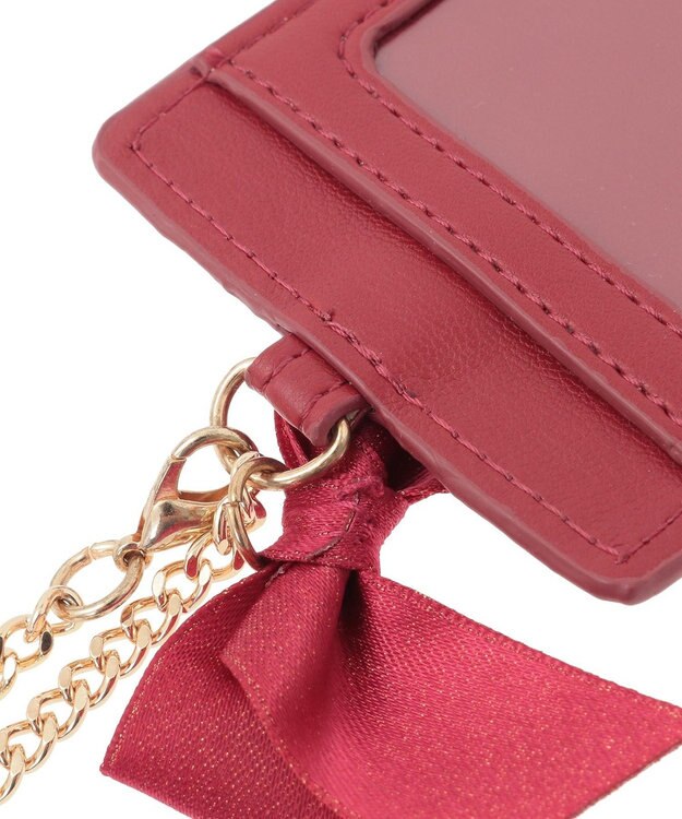 Maison de FLEUR リボンキルティングパスケース Red