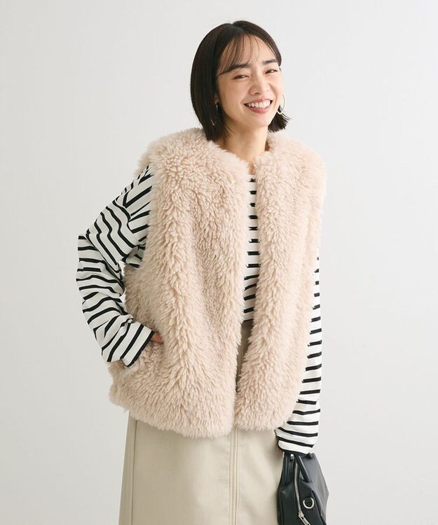 Green Parks ボーダーゆるチュニック Black