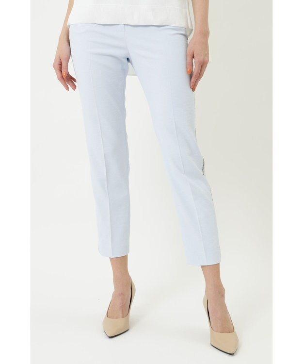 DAKS ギシャチェックラインパンツ ライトブルー