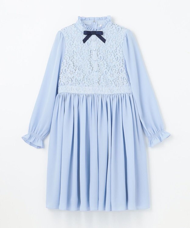 組曲 KIDS 【150-170㎝】レースシフォン ワンピース サックスブルー系