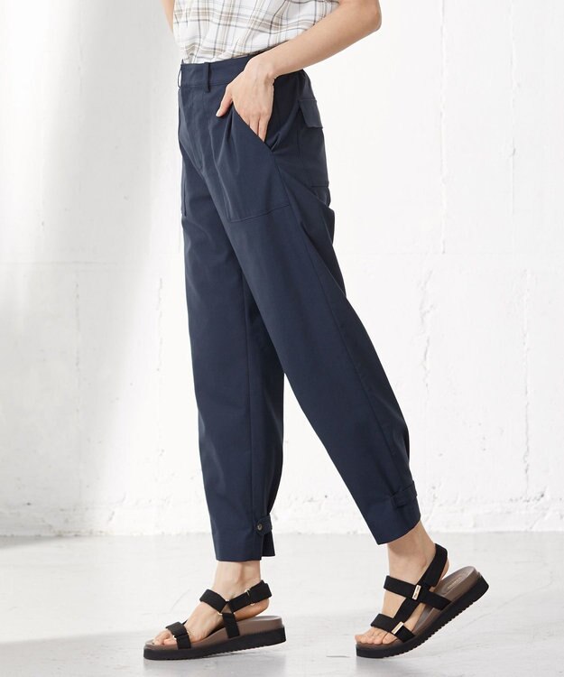 J.PRESS LADIES 【2WAY・洗える】ポリエステルリネンパンプキンシェル ベイカー パンツ ネイビー系