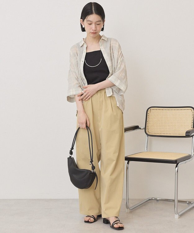AMERICAN HOLIC シアーチェックショート丈シャツ Ivory