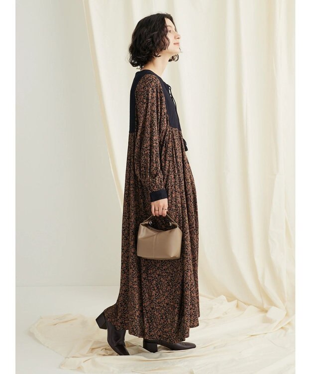 CRAFT STANDARD BOUTIQUE レーヨンキルト切り替えワンピース Flower