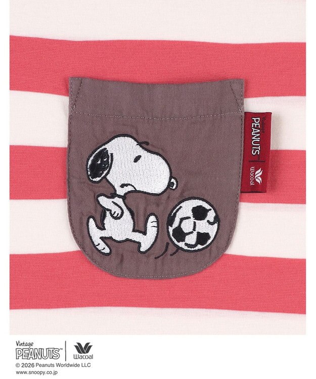 WACOAL PEANUTS ネグリジェ 4分袖 ワンピース 綿100%(本体) スヌーピー レディース FNT166 /ワコール レッド