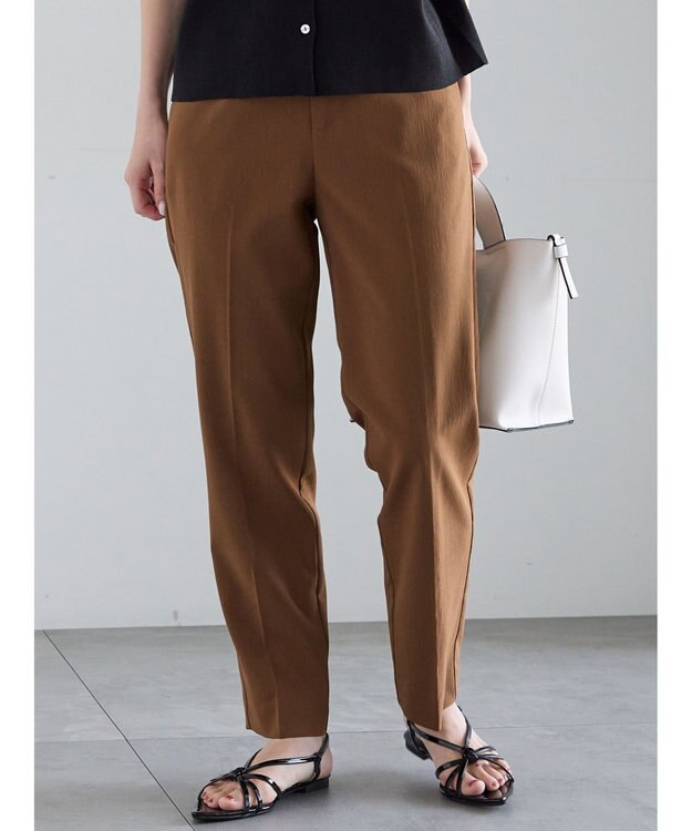 Te chichi メタル釦楊柳テーパードパンツ ブラウン