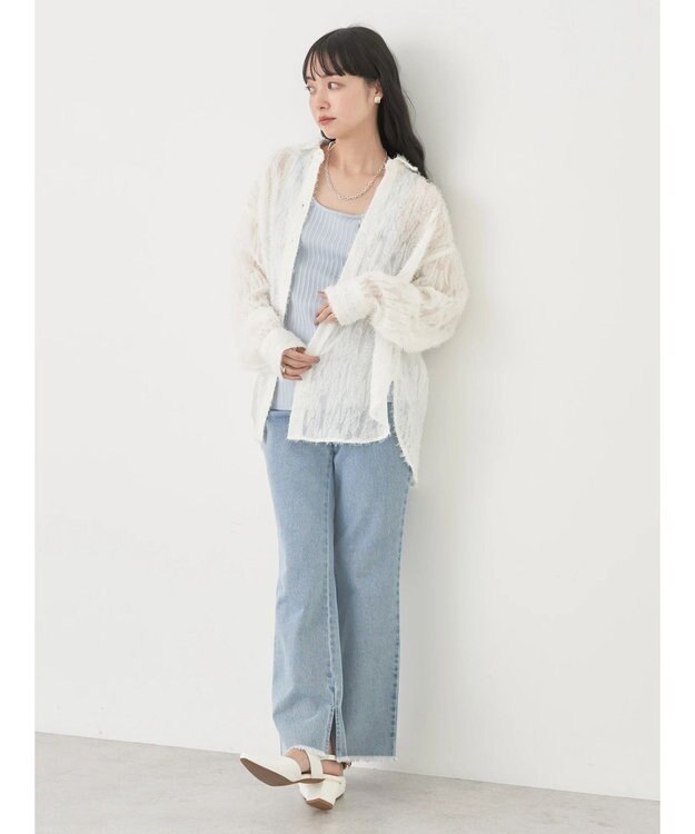 earth music&ecology ジャガードシャツ Off White